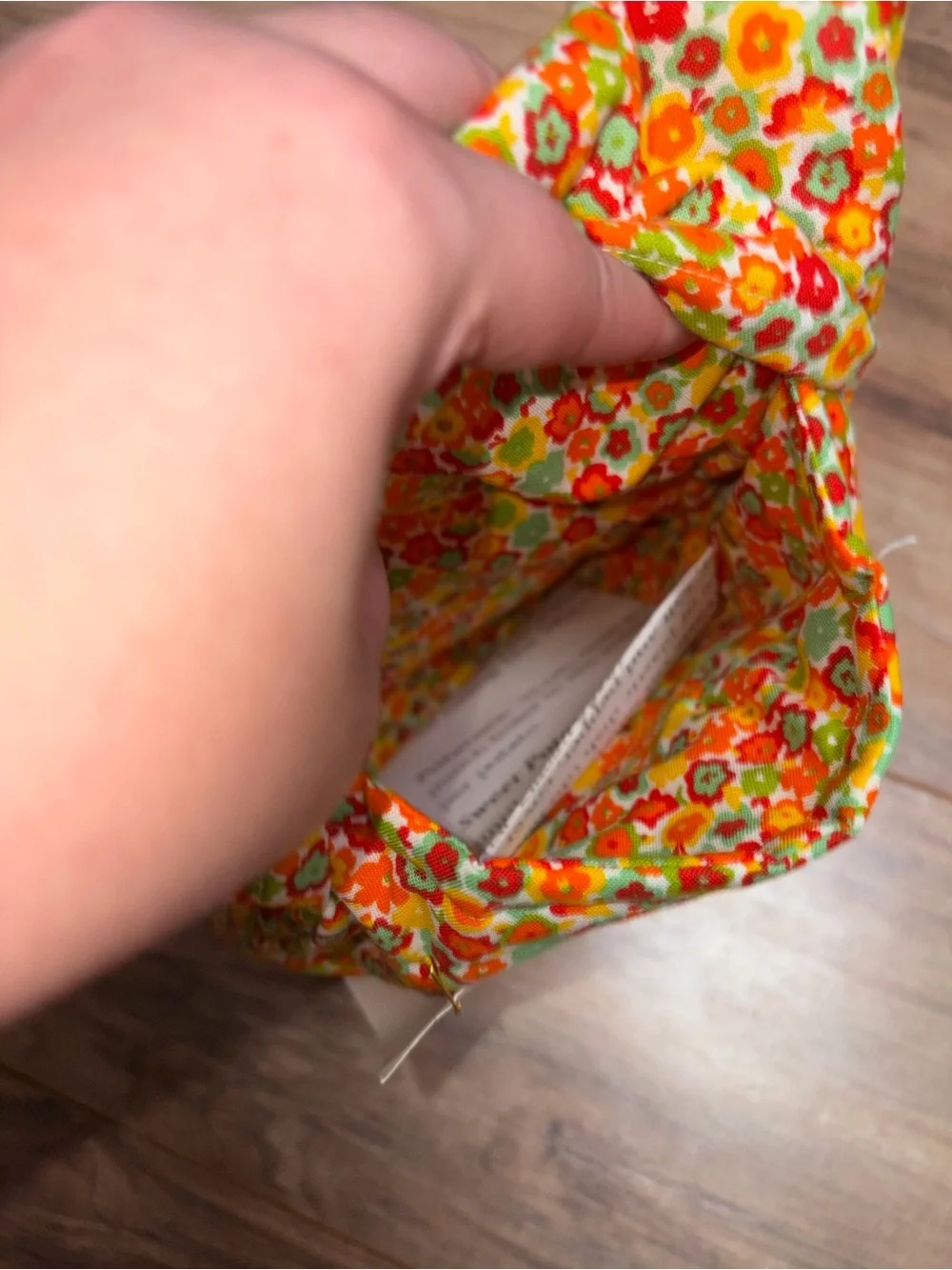 Handmade Microwave Vegetable Steamer Bag Yellow Green Red Orange Floral Print